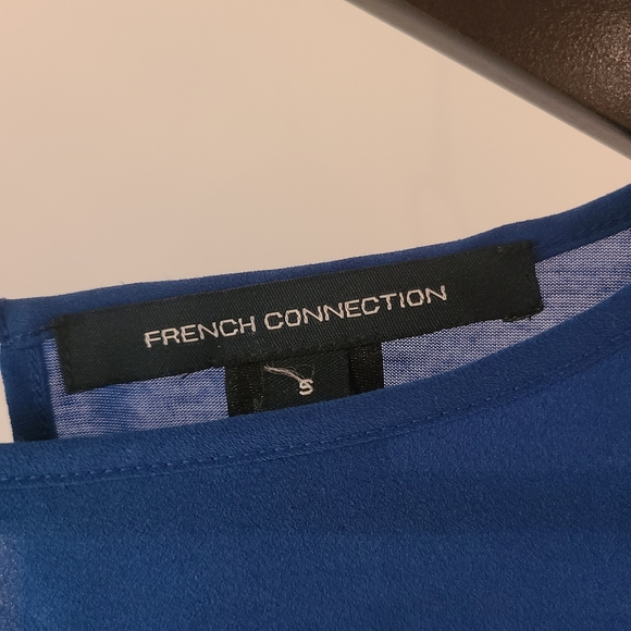 French Connection Classic Crepe Pompom Shirt Blue Top - Picture 5 of 5